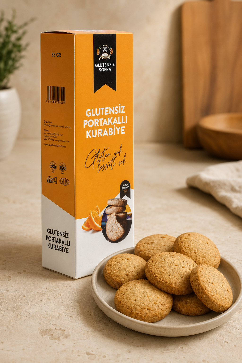 Glutensiz Bisküvi - Portakallı 85 Gr