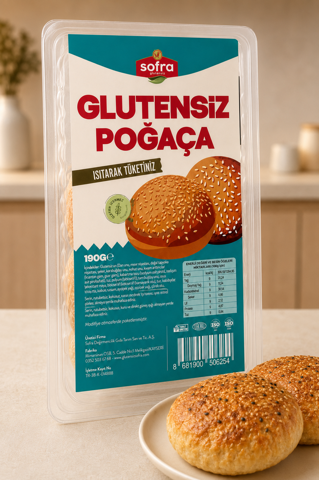 Glutensiz Poğaça - 2 Adet 190 Gr