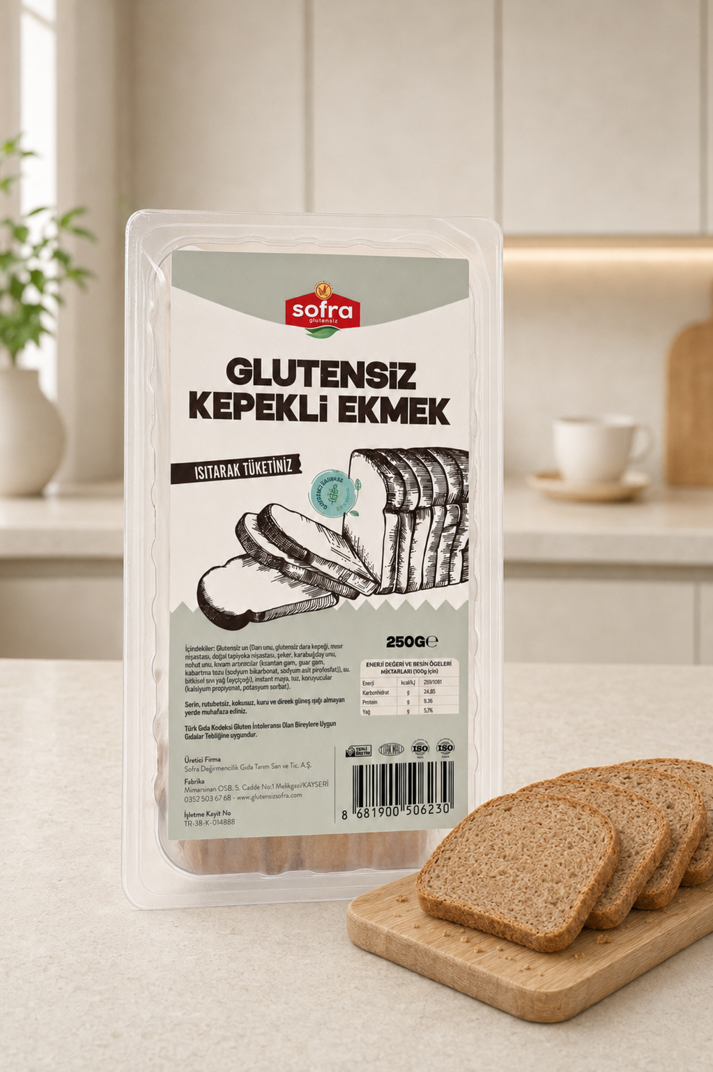 Glutensiz Ekmek - Kepekli 250 Gr.