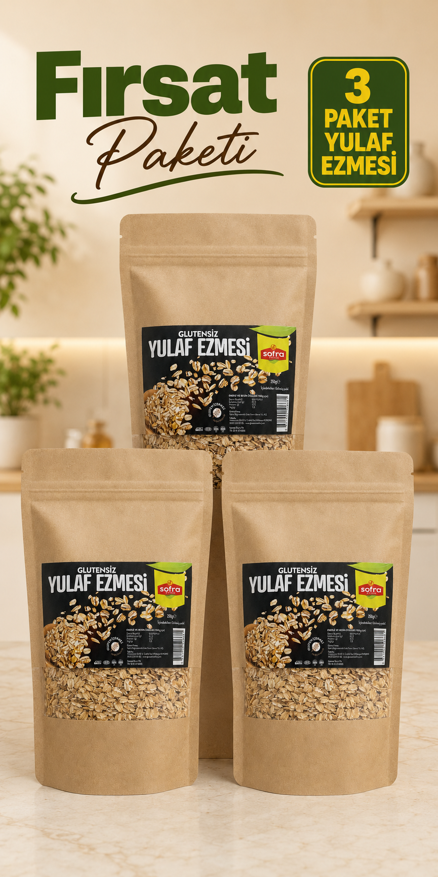 Glutensiz Yulaf Ezmesi 3'lü Fırsat Paketi