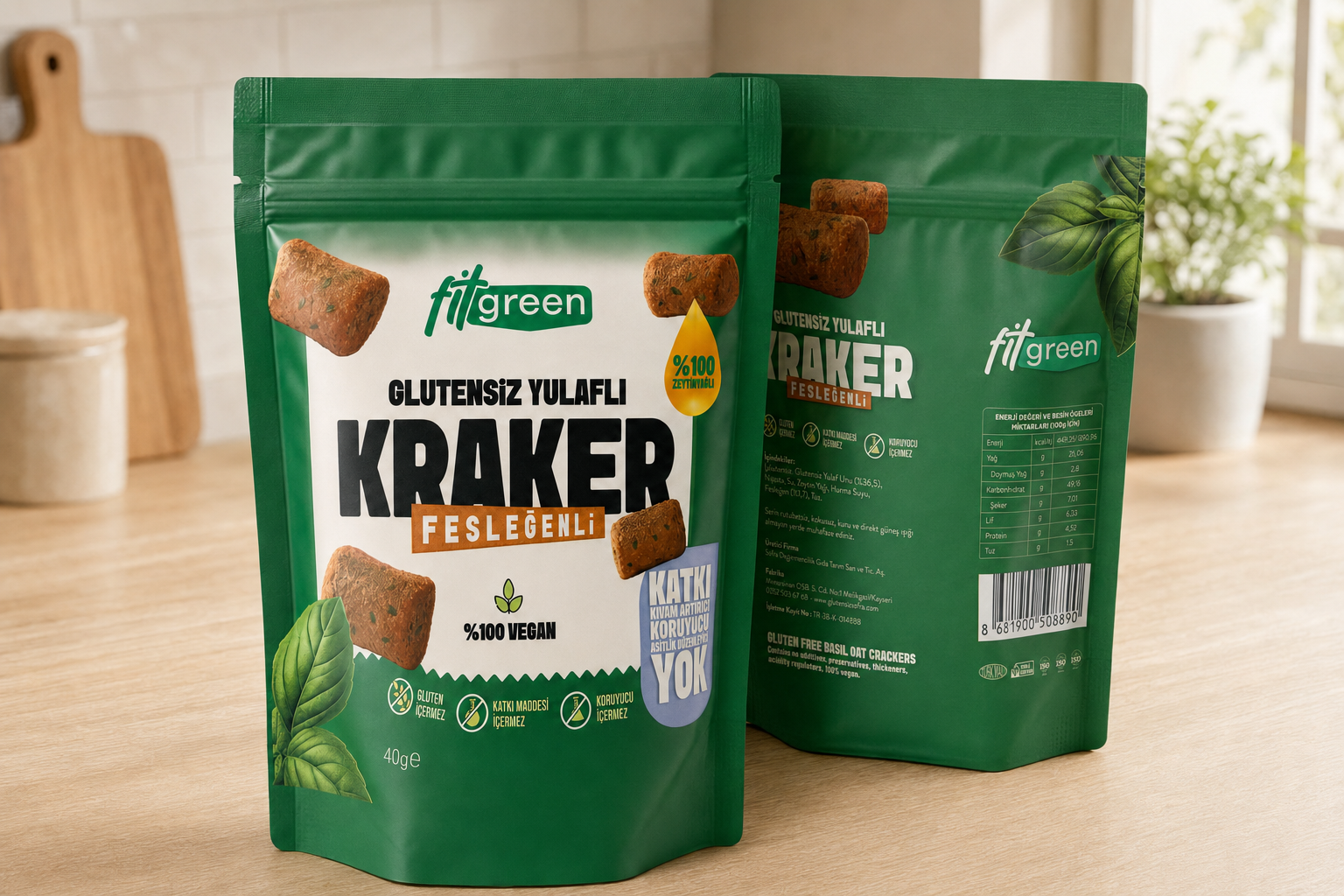 Fit Green Glutensiz Kraker - Yulaflı Fesleğenli