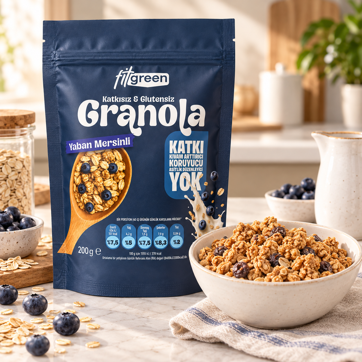 Fitgreen Glutensiz Yaban Mersinli Granola 200gr